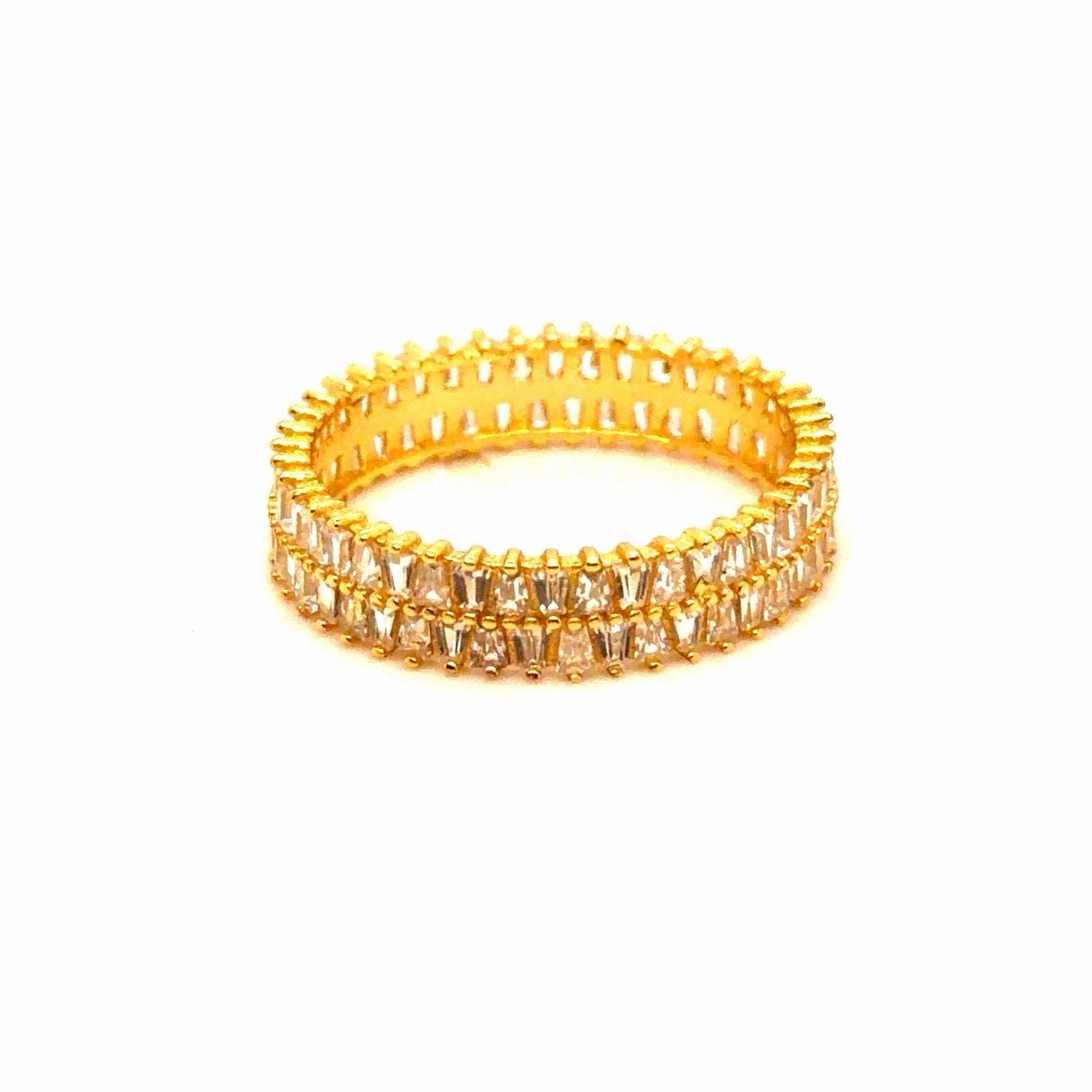 925 Gold Vermeil Two-Rows Cz Band