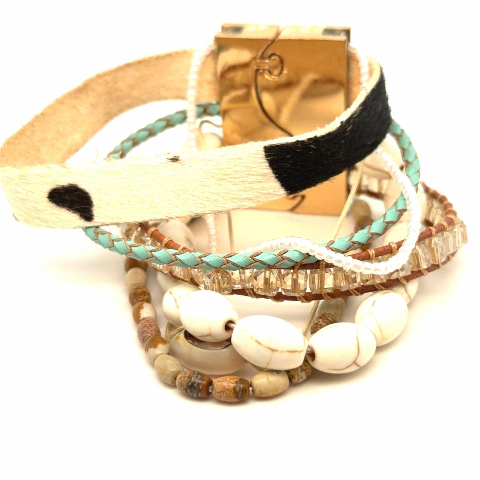 Victoria Emerson Multi Strand Shell/Blue Braid Bracelet