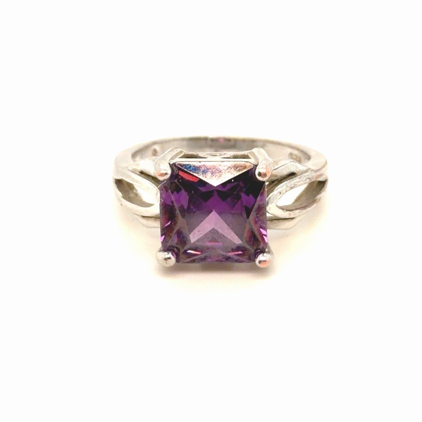 Princess Cut Amethyst Silver 925 Ring