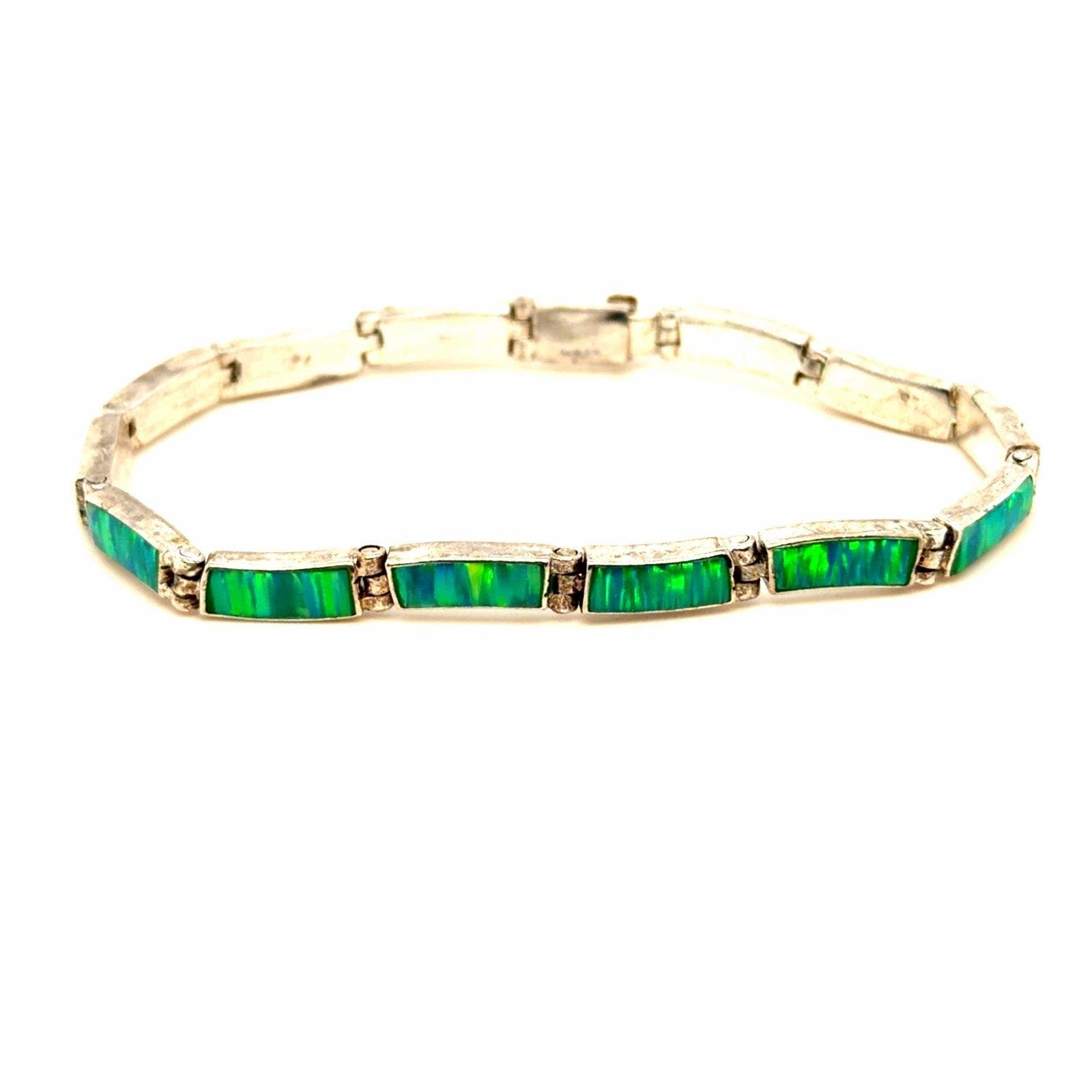Sterling Silver 925 Synthetic Opal Bracelet