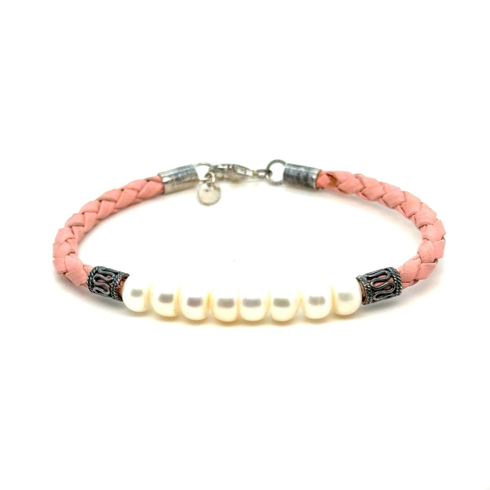 Silver 925 Honora Pearl Pink Cord Bracelet