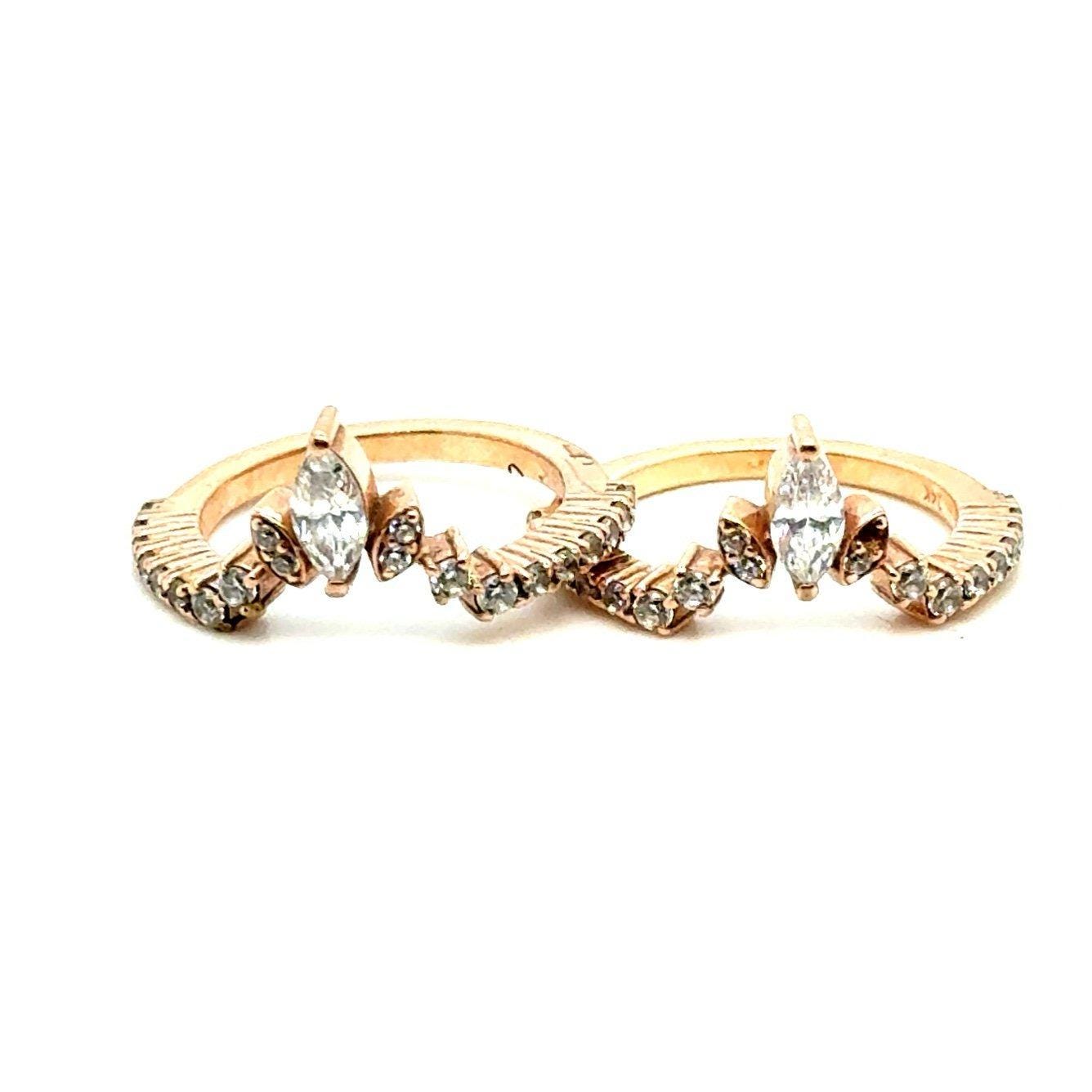14K Rose Gold Cz Ring Guards