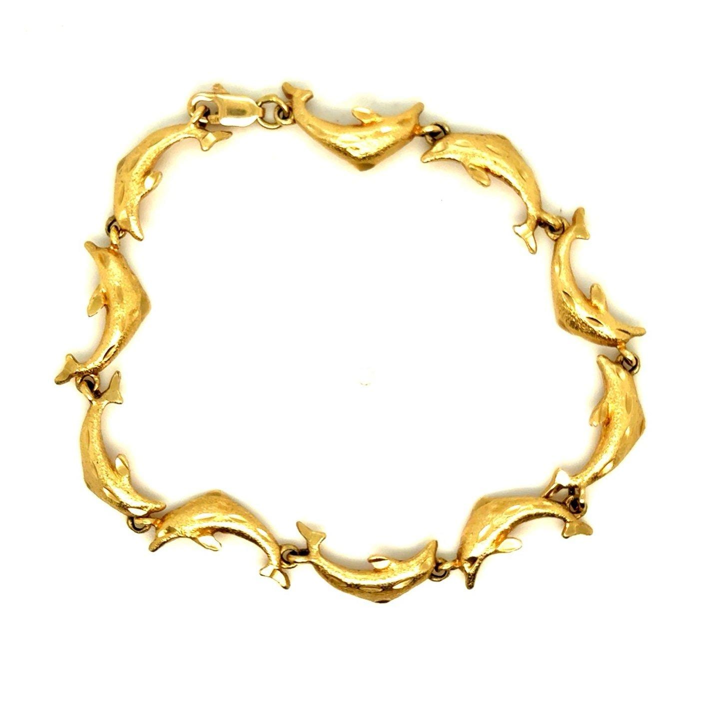 14K Gold Dolphin Link Bracelet