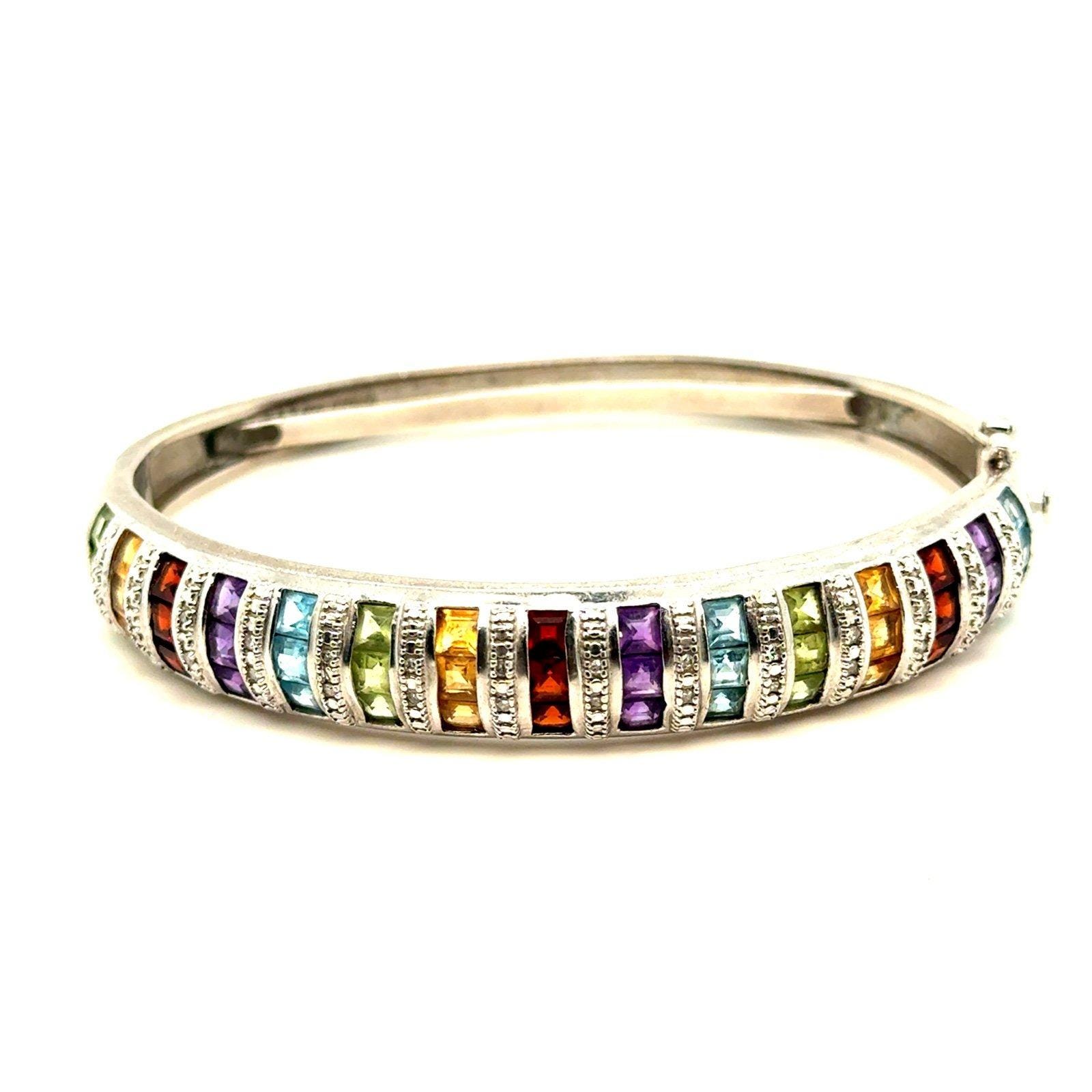 Silver 925 Multi Stones Bangle