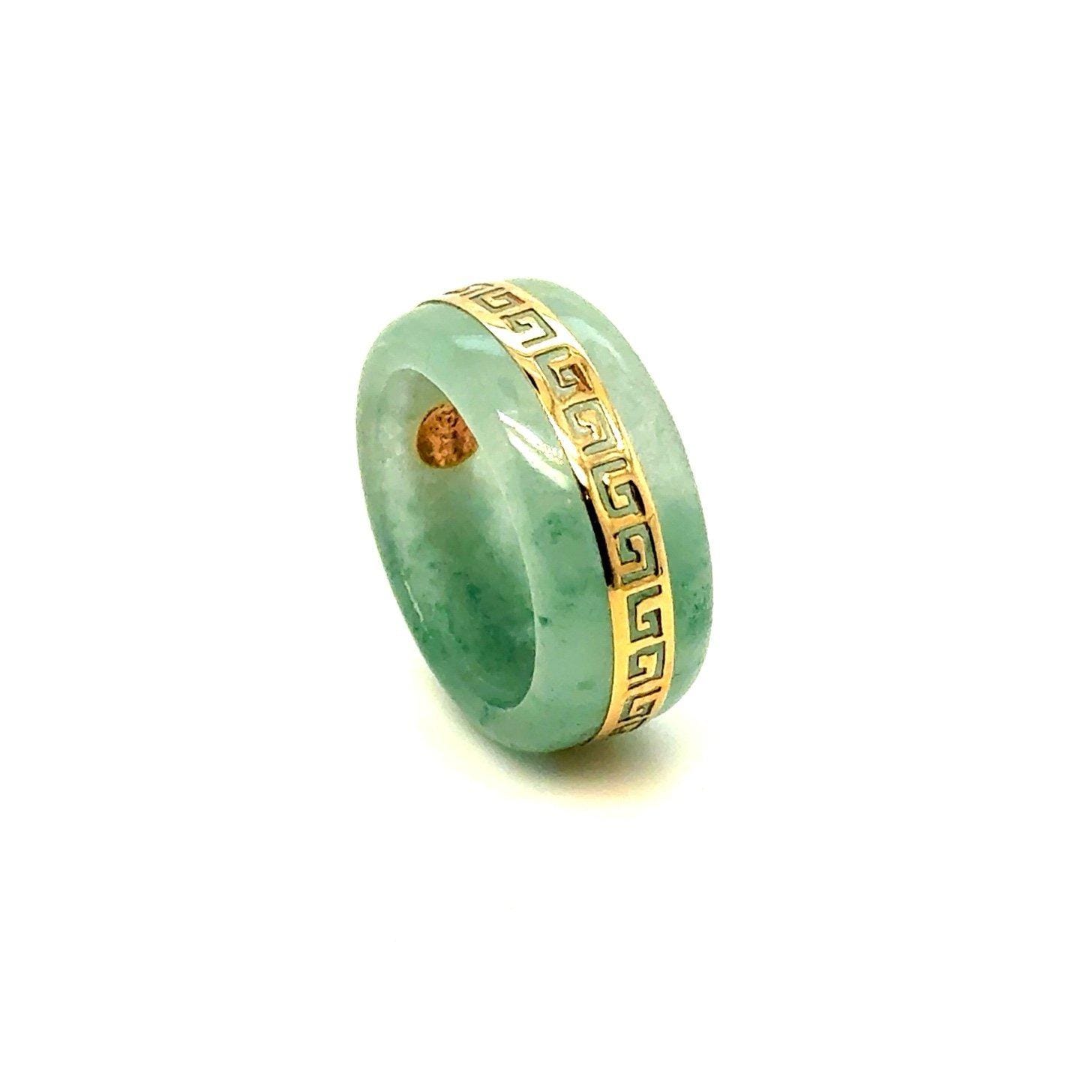 14k Gold Trim Genuine Greek Jade Ring