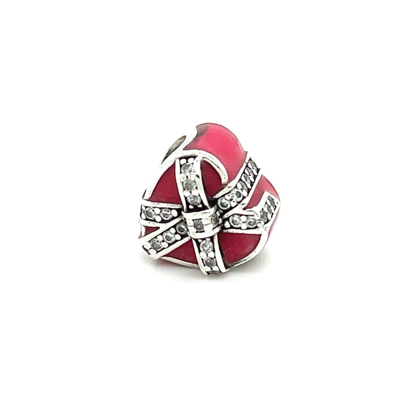 Pandora Pink Enamel Wrapped Cz Heart Charm