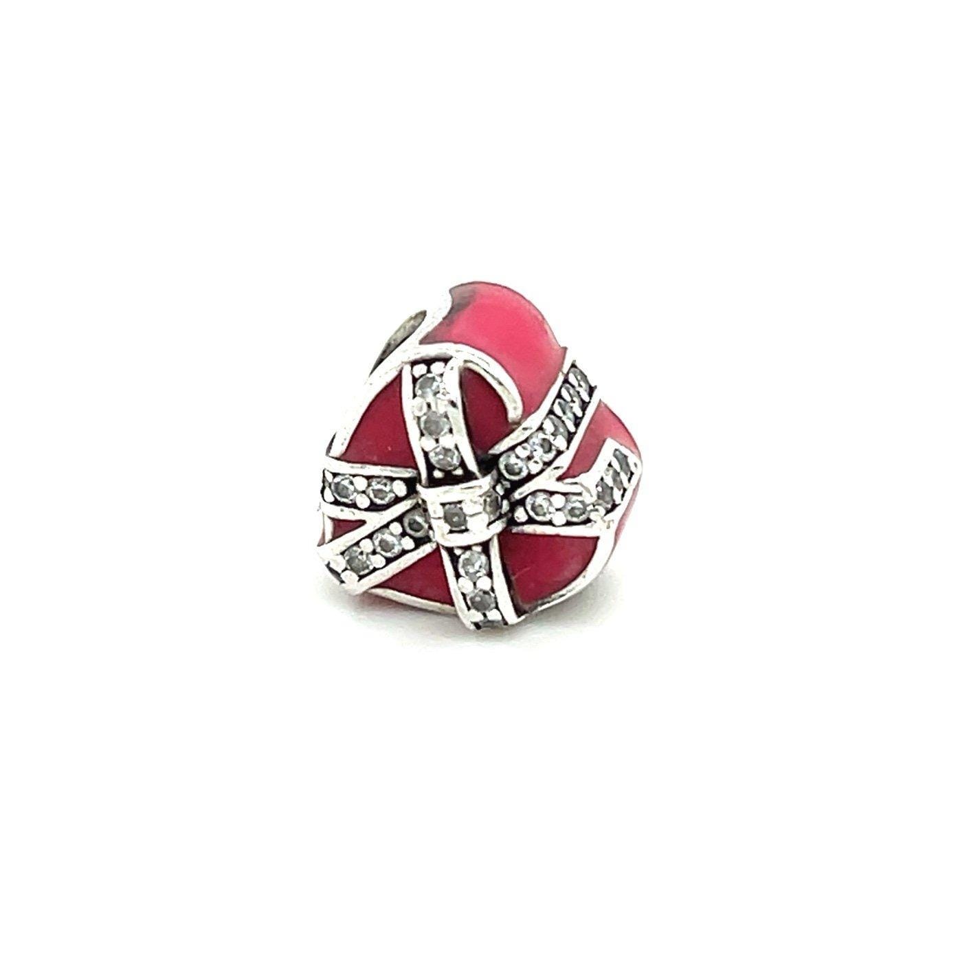 Pandora Pink Enamel Wrapped Cz Heart Charm