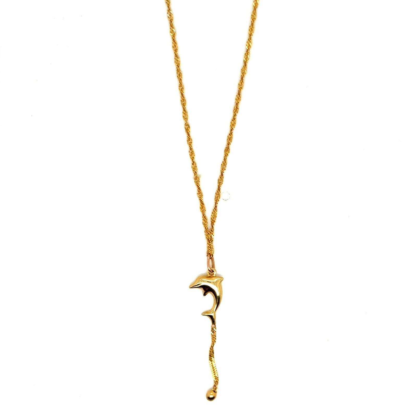 10K Yellow Gold Dolphin Necklace