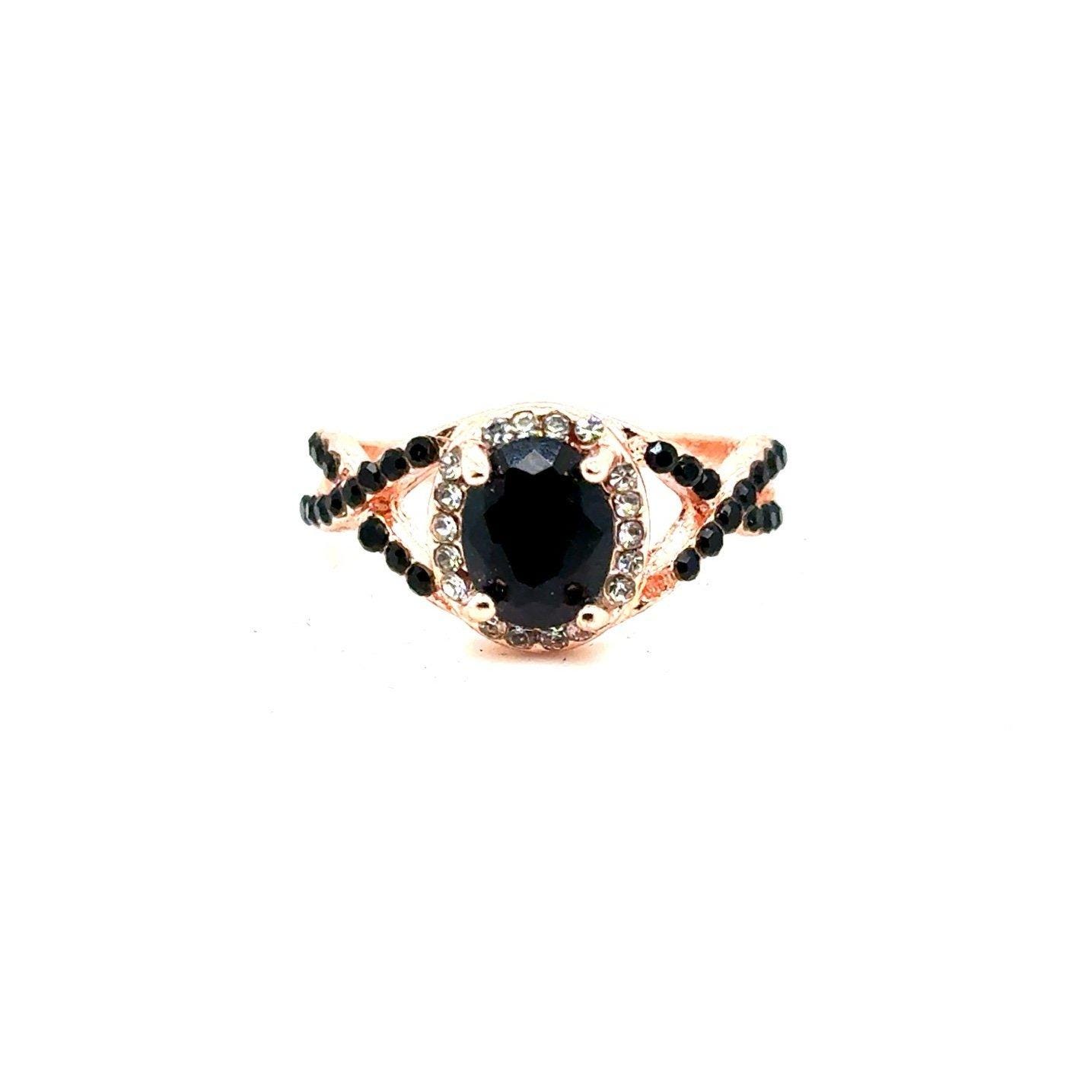 Onyx Colored Stone Rose Gold Band Ring