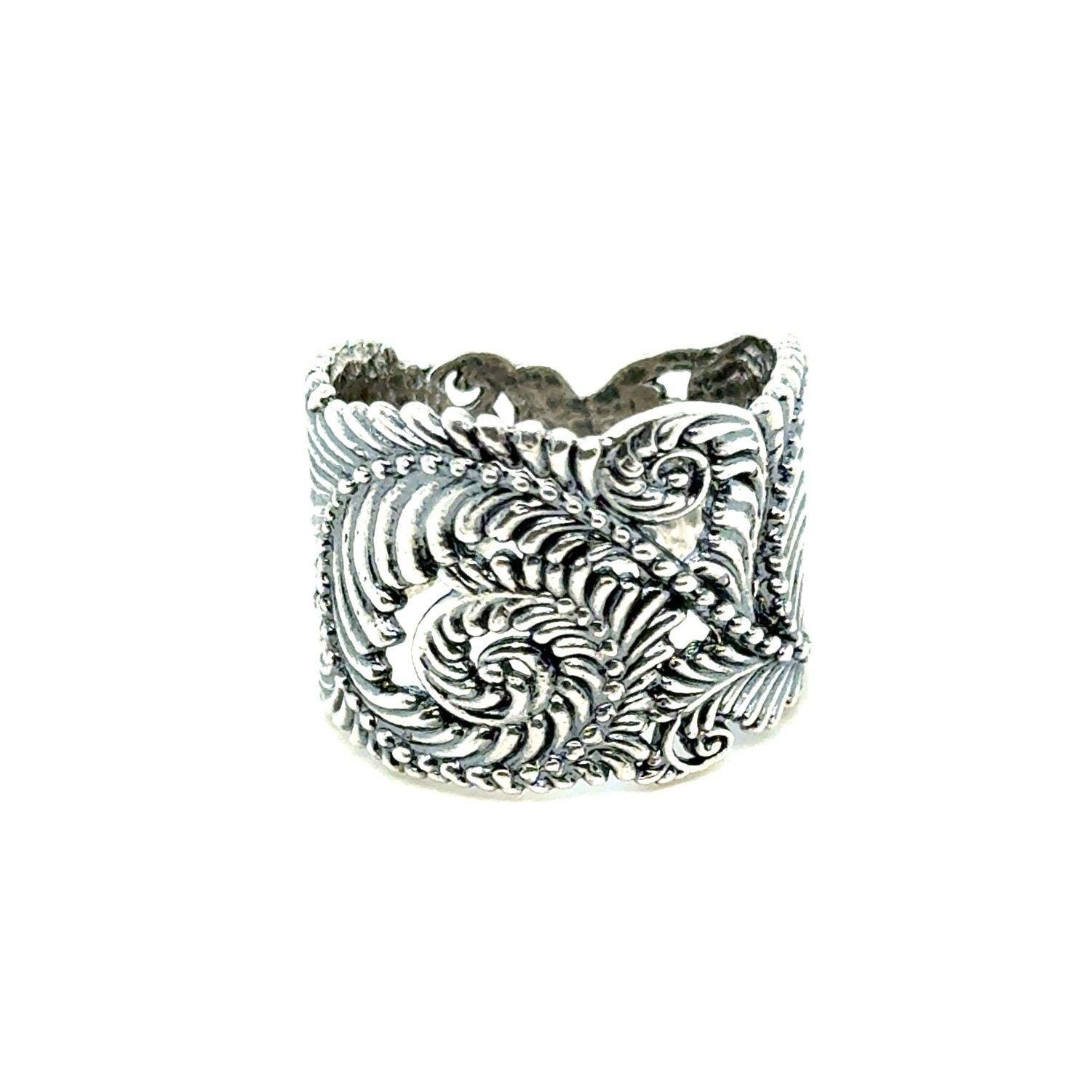 Silver 925 Scroll Leaf Design Ring