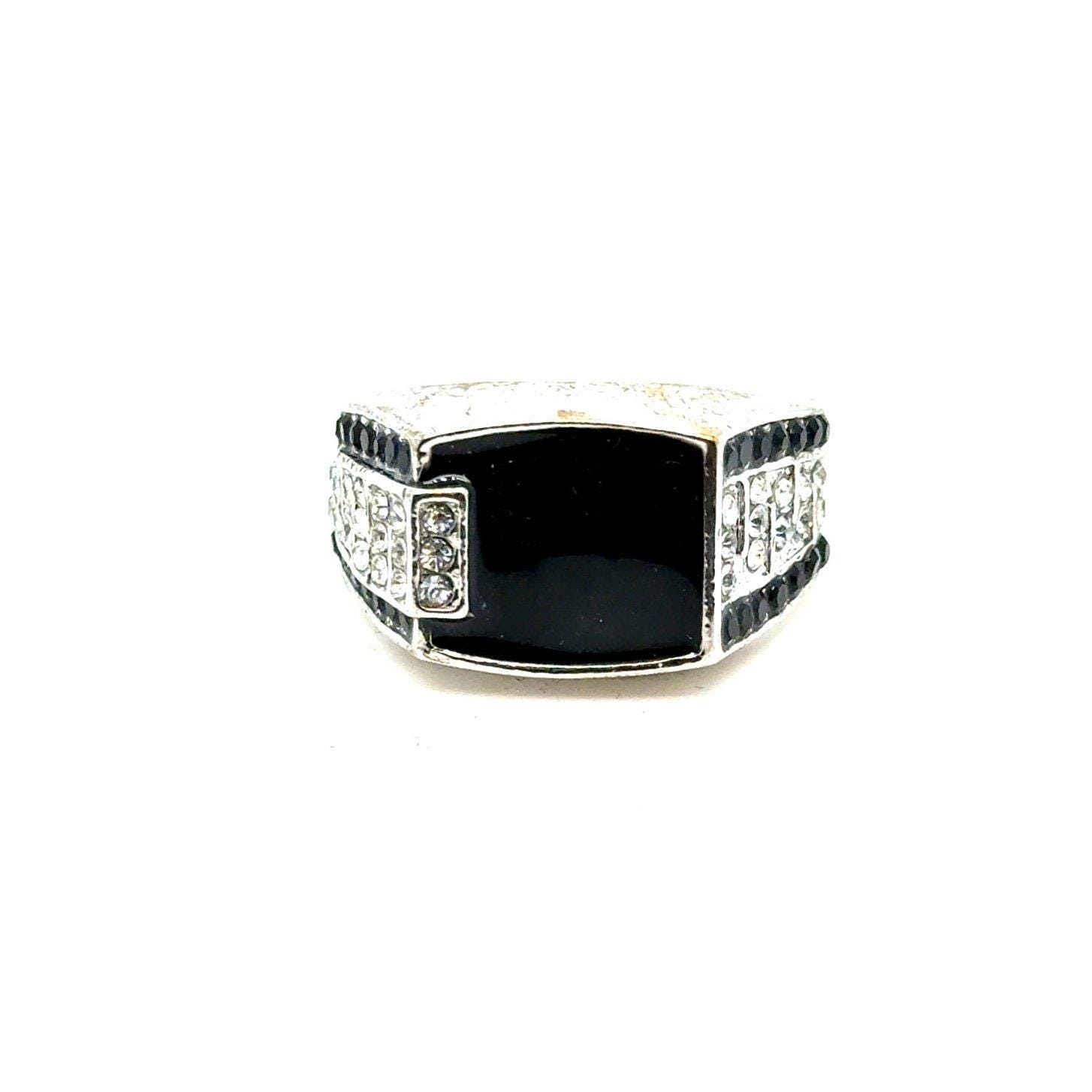 Onyx with Pave Crystals Ring