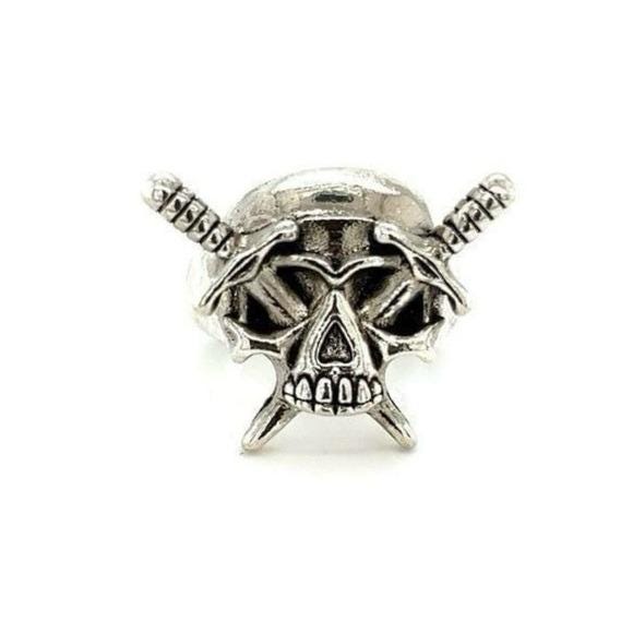Silver Skull & Crossed Swords Men's Ring - Gothic Style