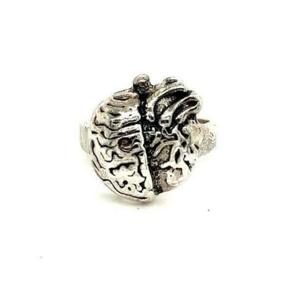 Silver Tone Brain Design Statement Ring - Women's Jewelry