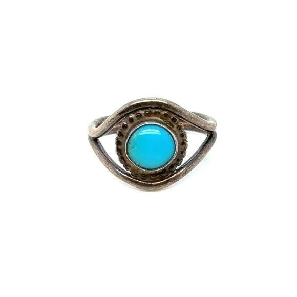 Silver Turquoise Eye Ring