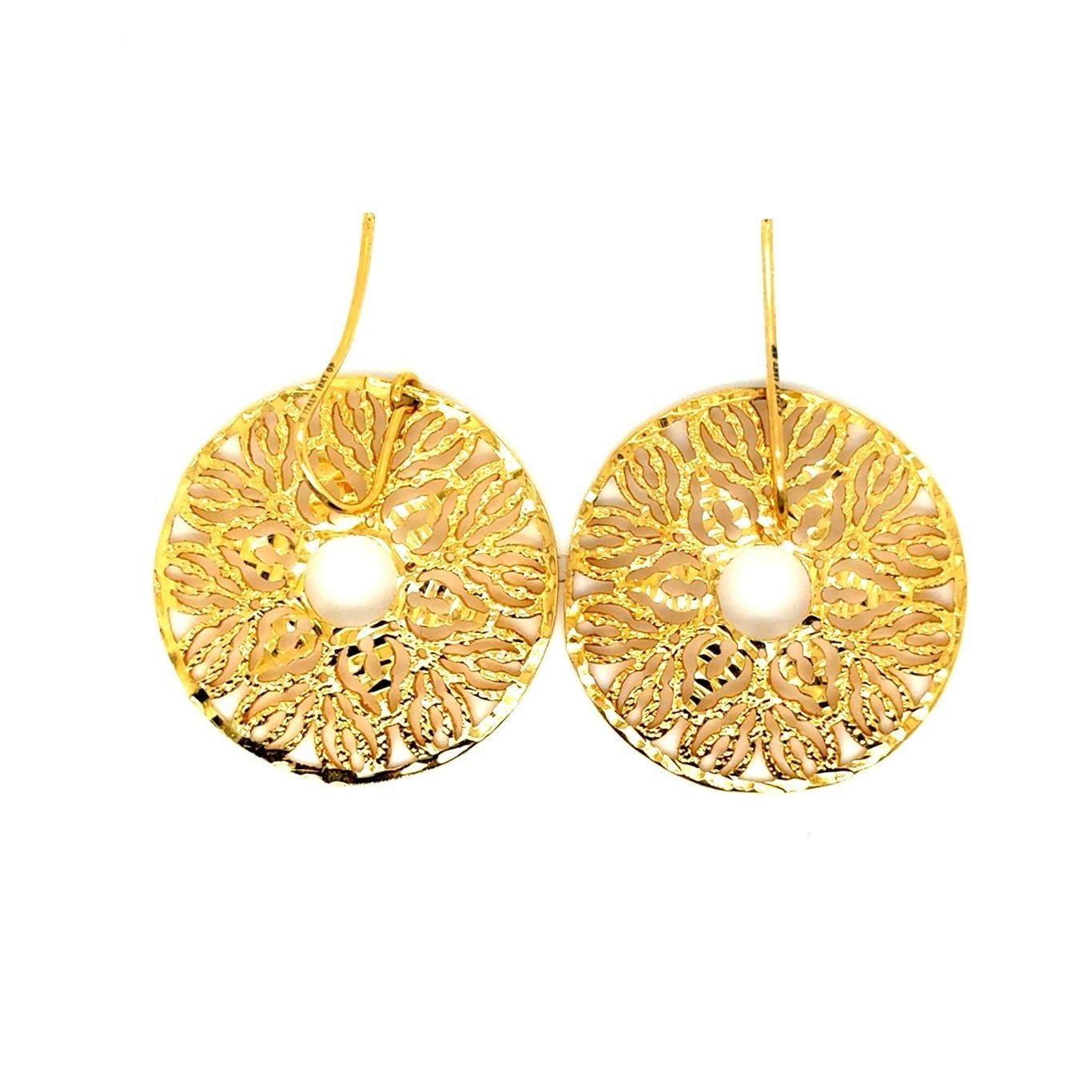 18K Gold Plated Circle Disc Earrings