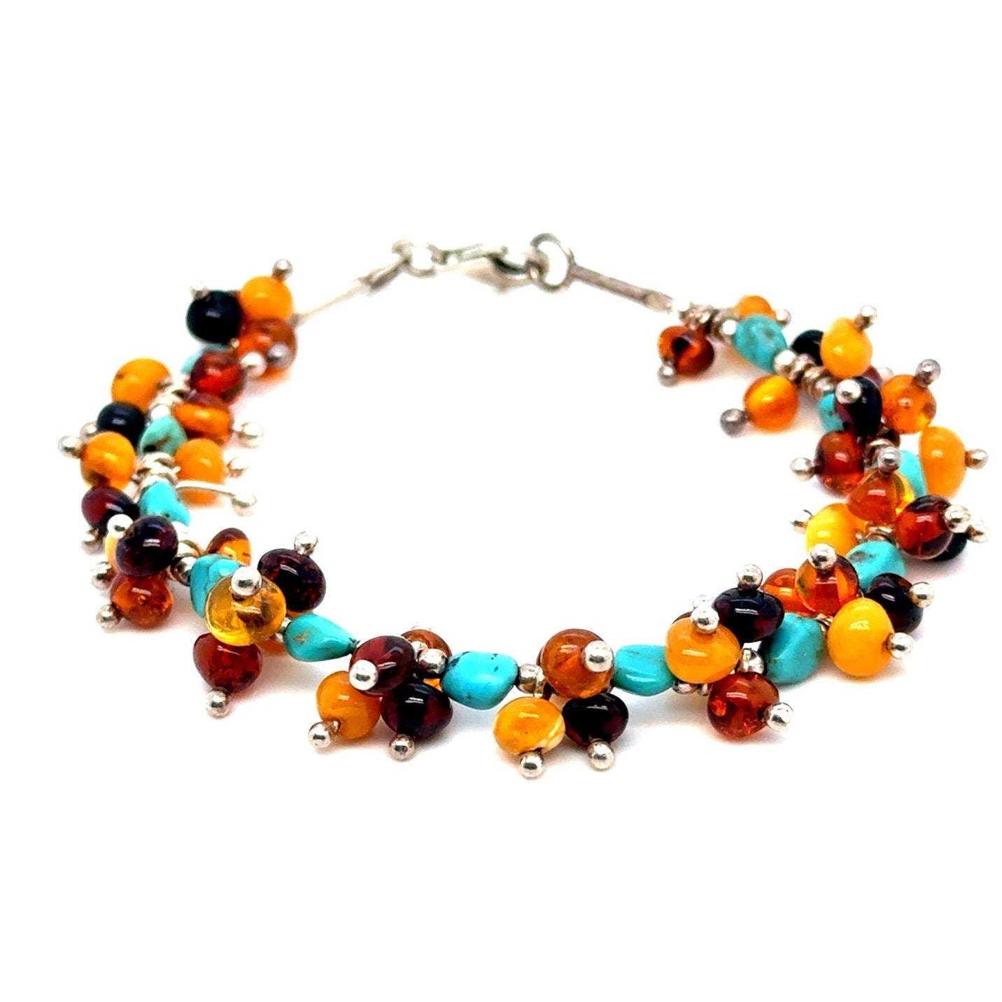 Silver 925 Turquoise /Amber Bracelet