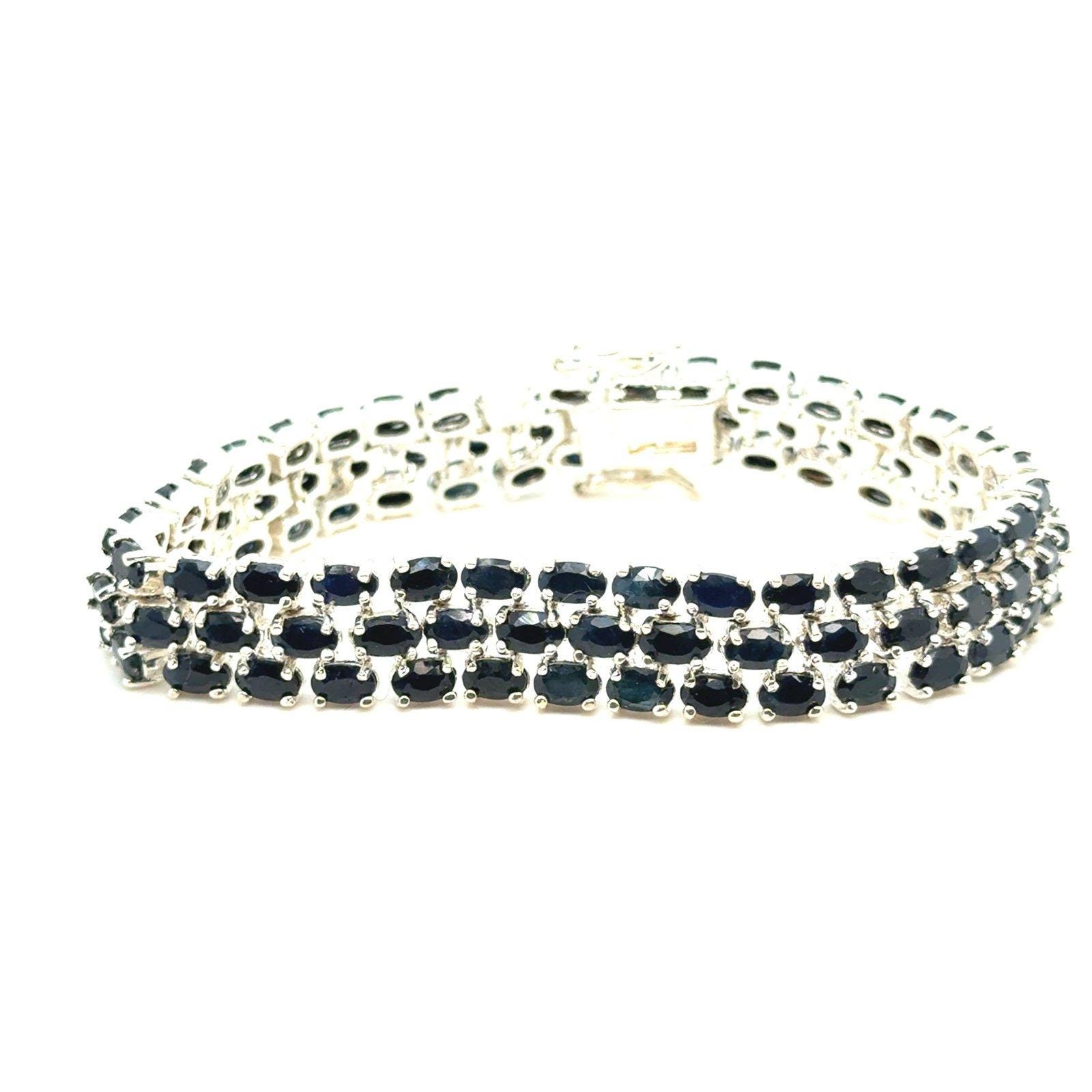 Sterling Silver Deep Blue Stones Bracelet