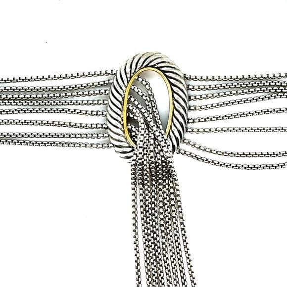 Silvertone Multi-Strand Rope Loop Tassel Bracelet (d)