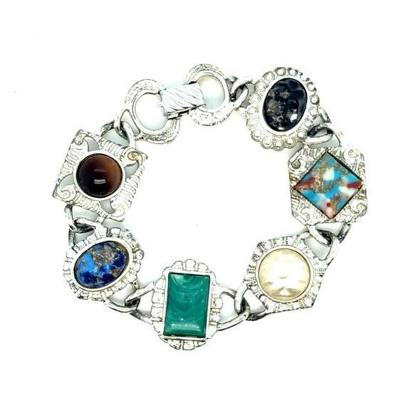 Sarah Cov. Multistone Silver-Tone Link Bracelet -