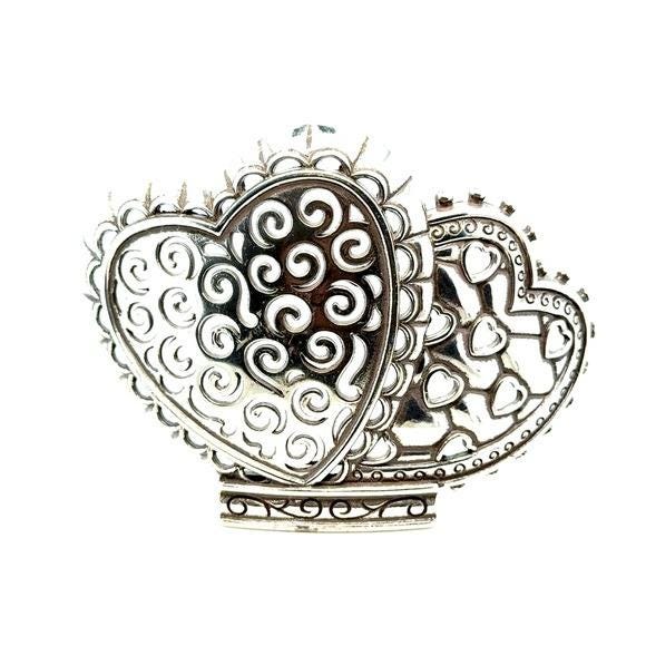 Brighton Silver-Tone Double Heart Filigree Accessory