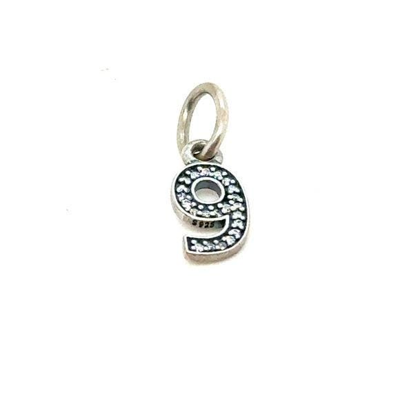 Pandora Silver Pave Cz Number 9 Charm