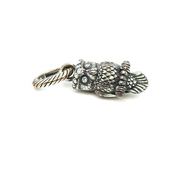 Brighton Silver Owl Charm with Clear Crystal Eyes