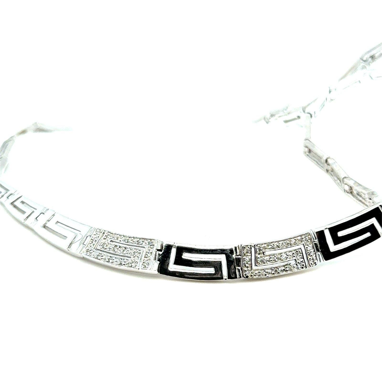 Silver 925 Pave Cubic Zirconia Greek Necklace