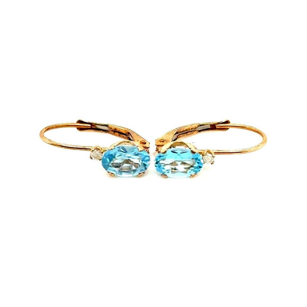 Small 10K Gold Blue Topaz Earrings