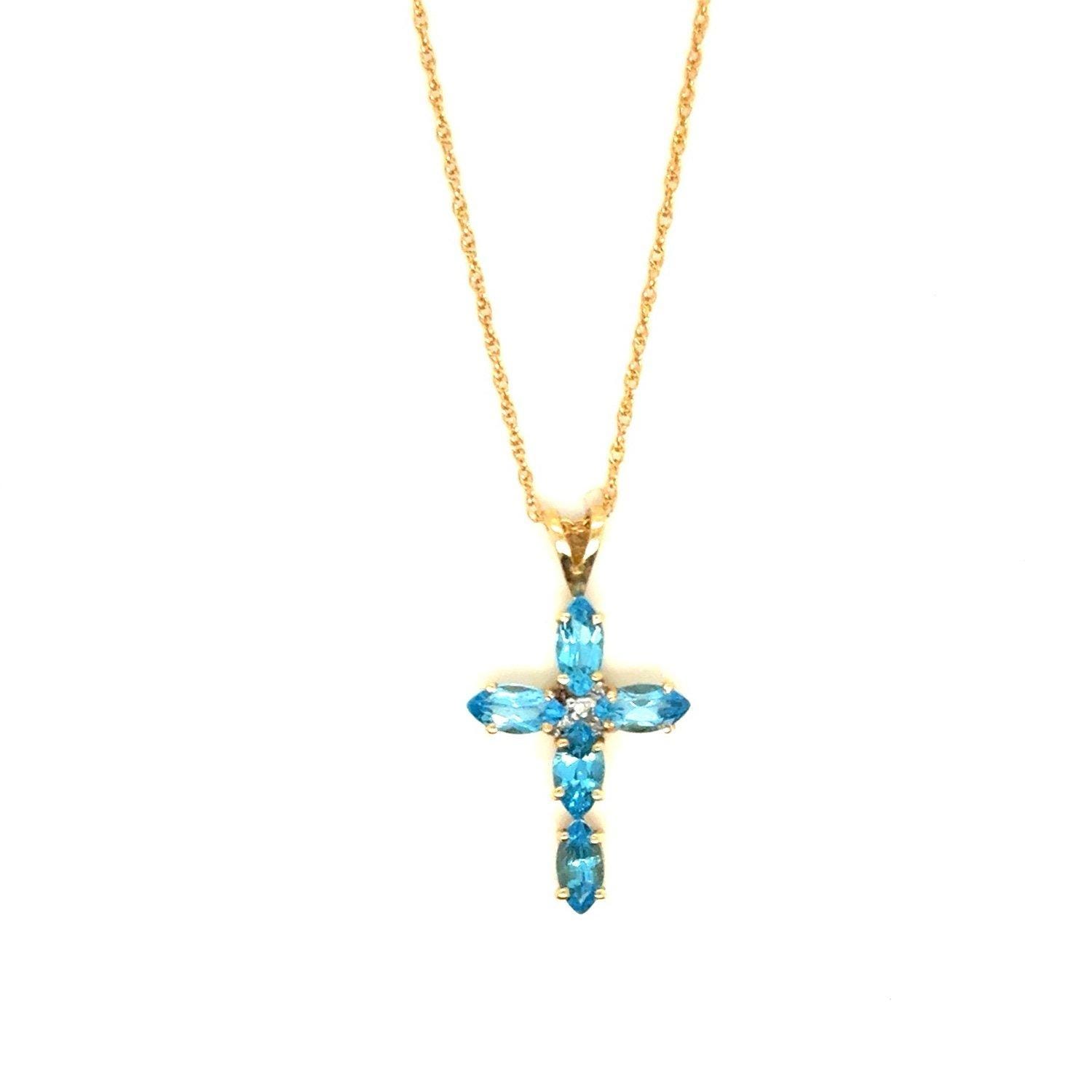 14K/10K Gold Topaz Cross Necklace