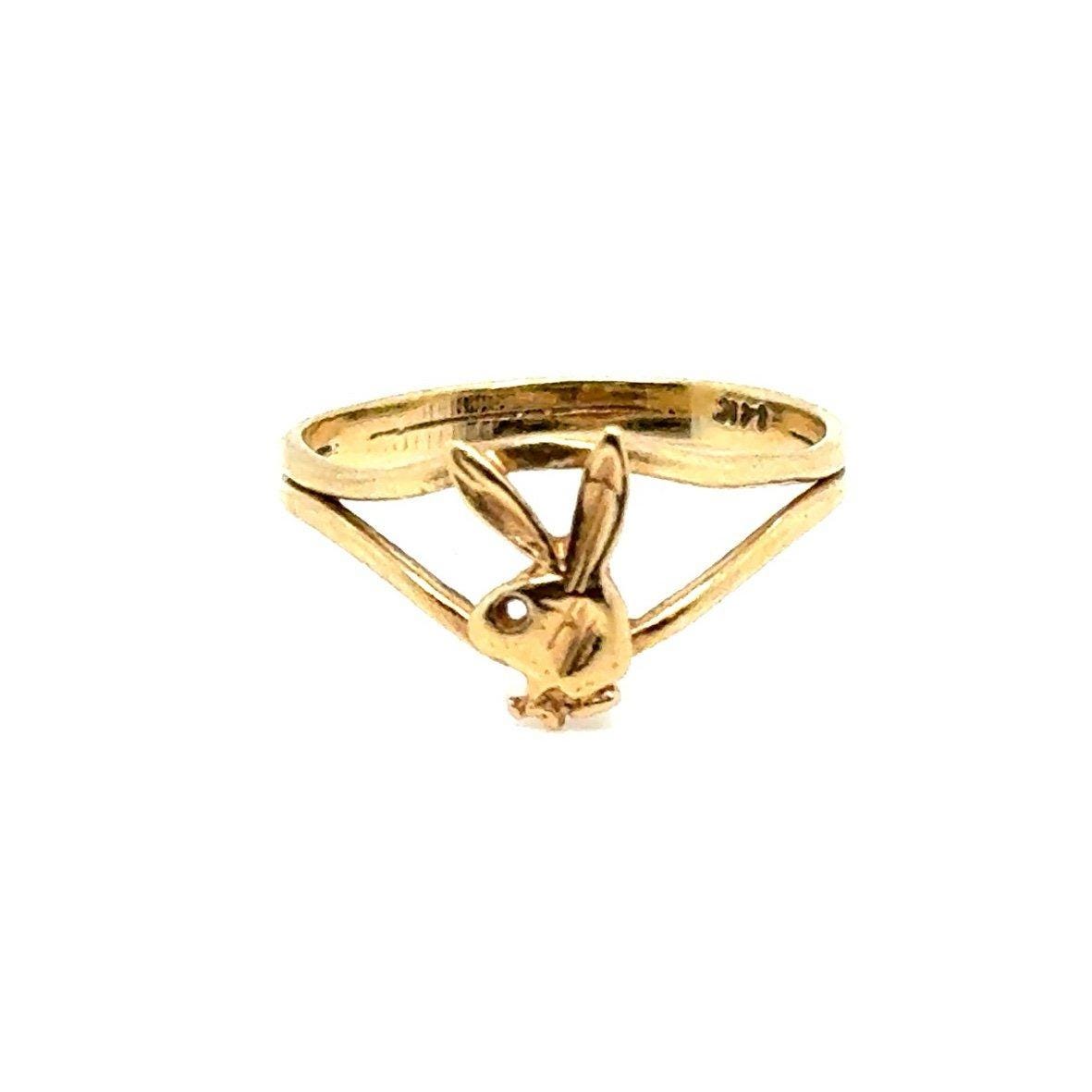 14K Gold Bunny Playboy Ring