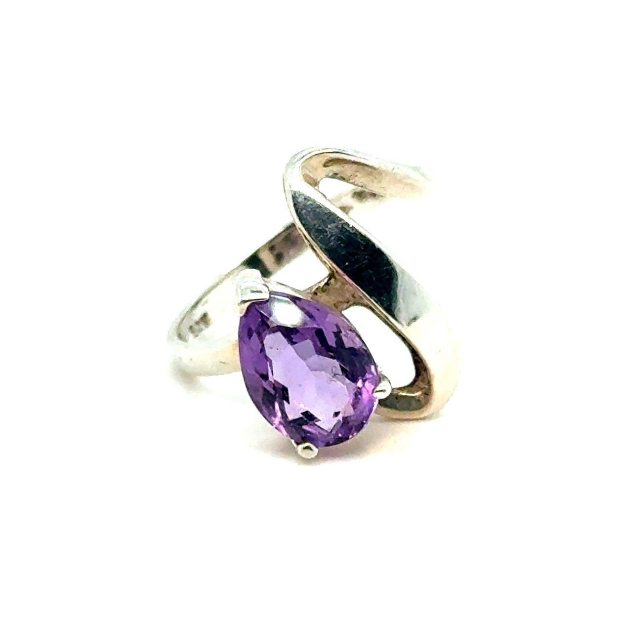 Teardrop Amethyst Ring Silver 925