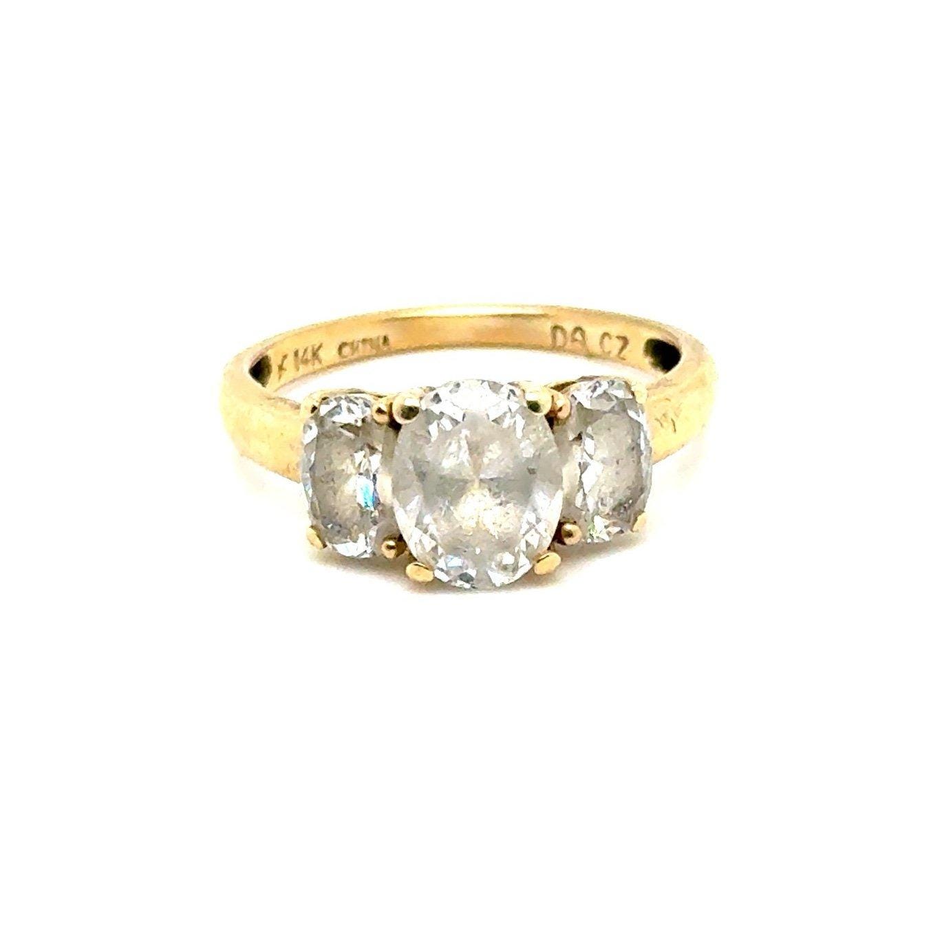 14K Gold 3-Cz Ring