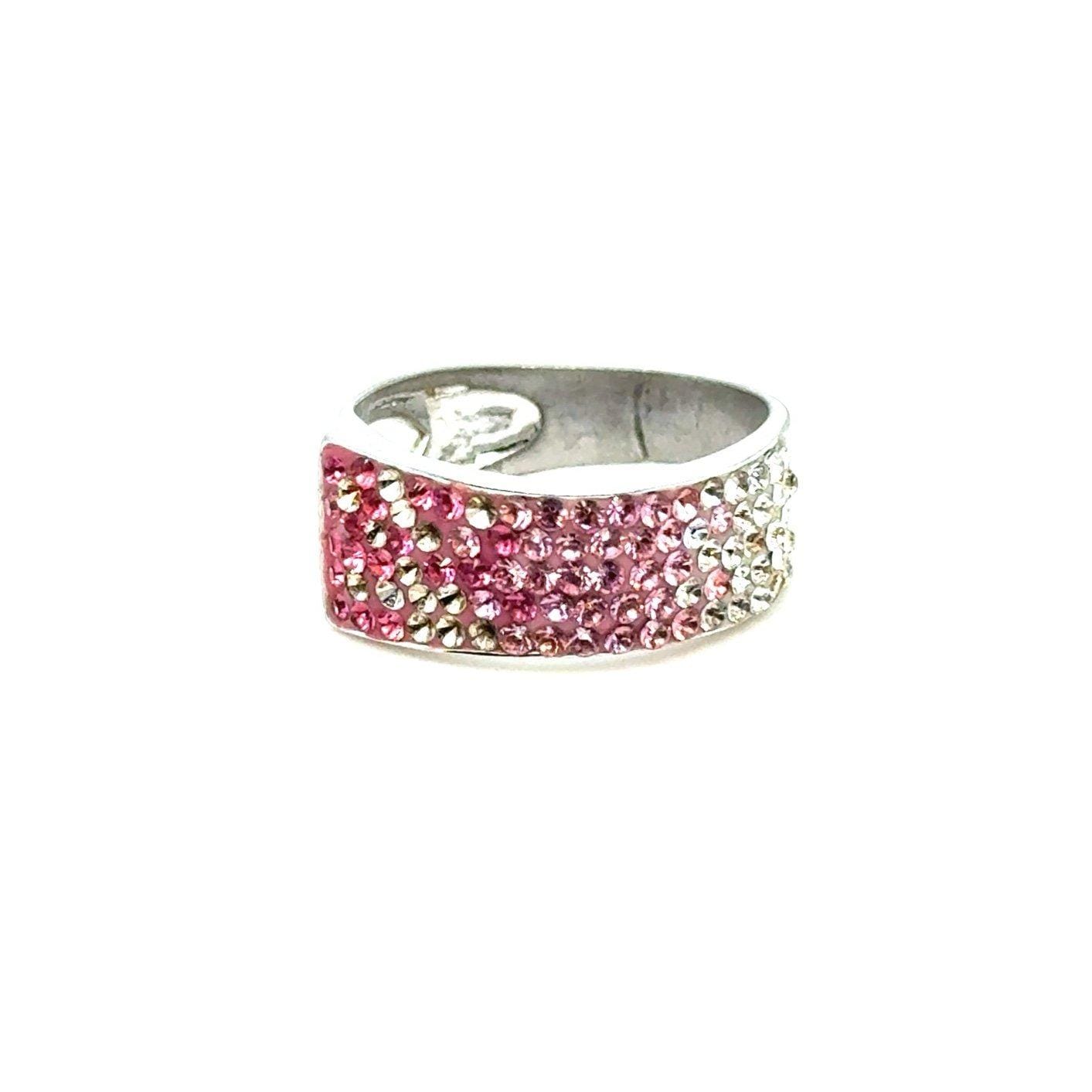 Signed 925 Sparkly Pink/White Rhinestones Ring