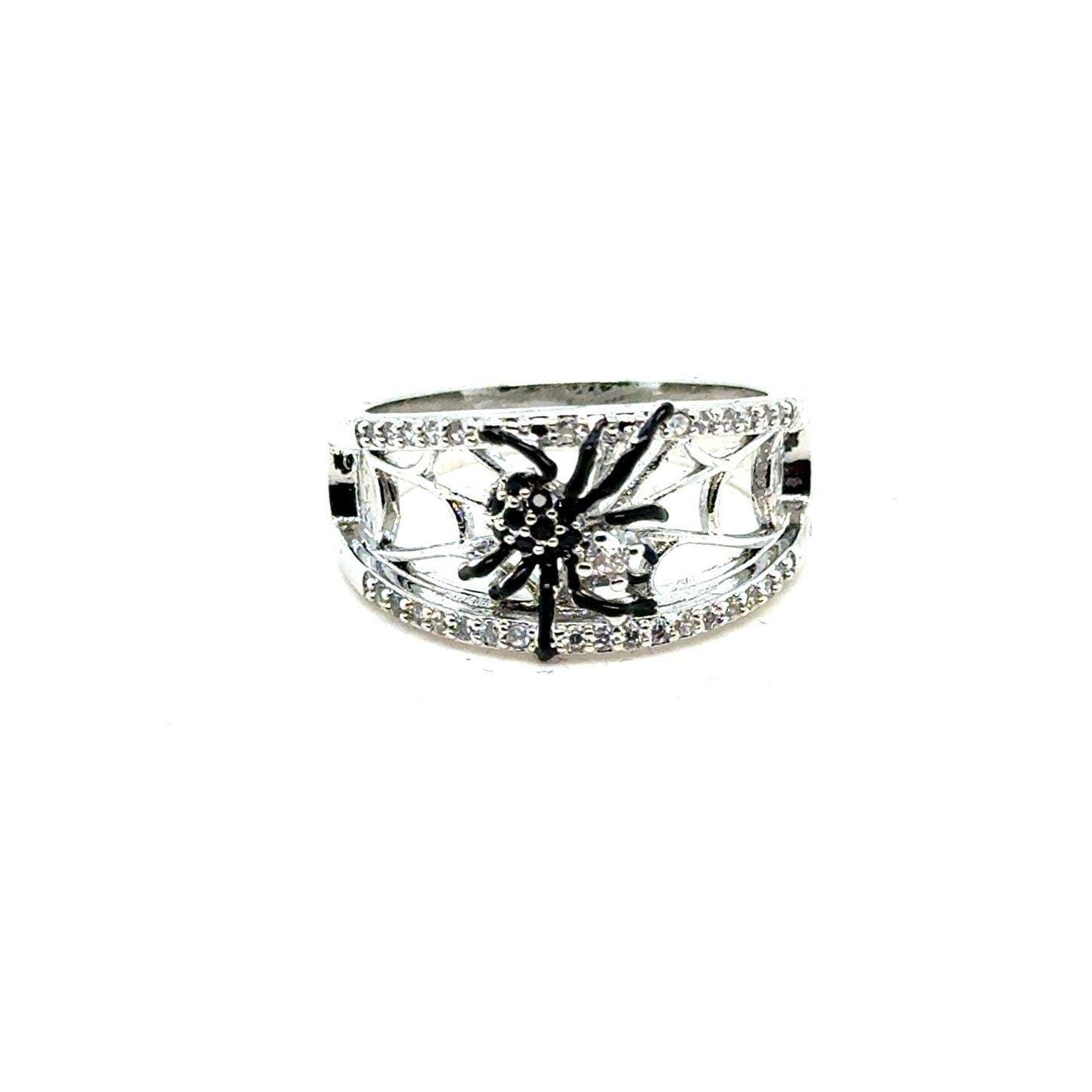 Silver Spider Rhinestones Ring