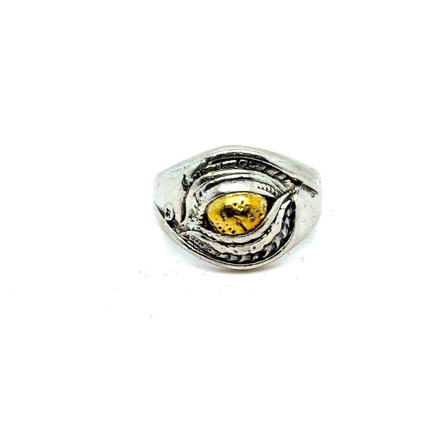 Silver Yellow Eyeball Ring