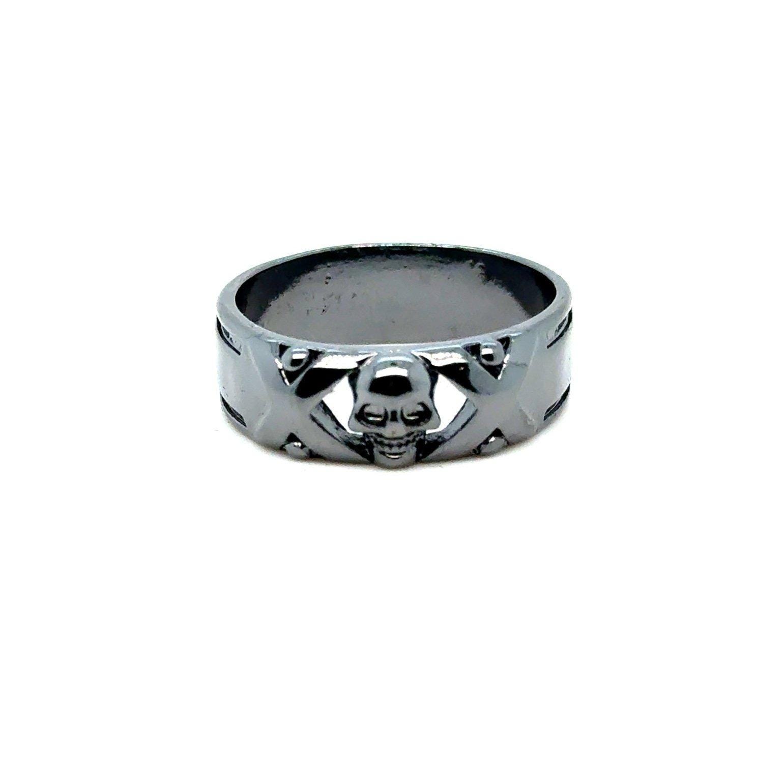 XOX Skull Black Band Ring