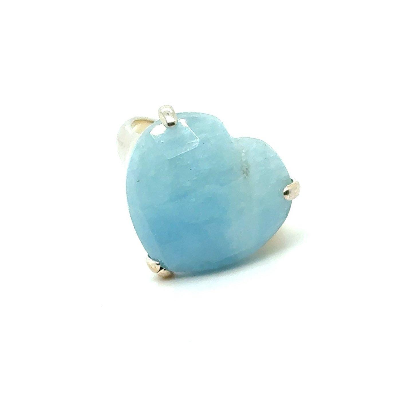 Sterling Silver 925 Heart Light Blue Stone Ring