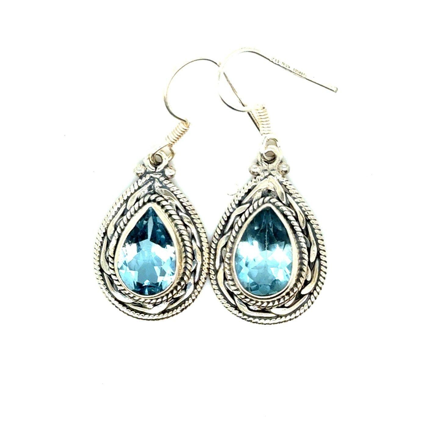 Indian Silver 925 Topaz Earrings