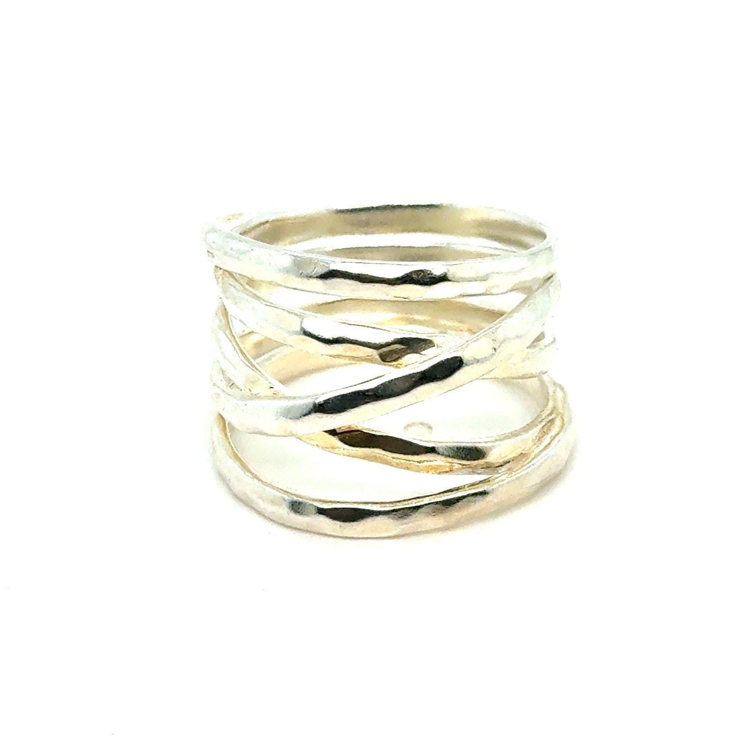 Slant Criss Cross Silver 925 Ring