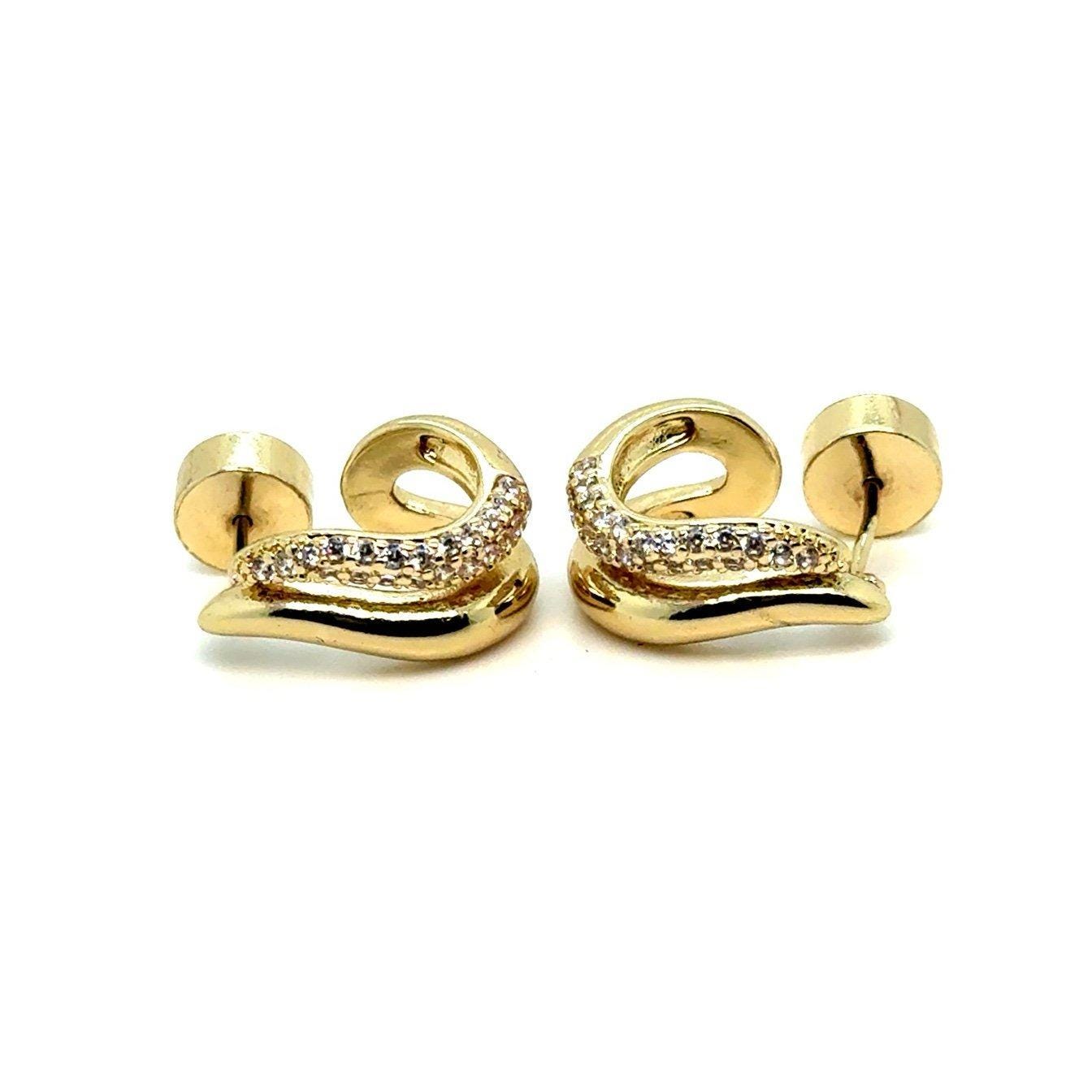 Cubic Zirconia Golden Earrings