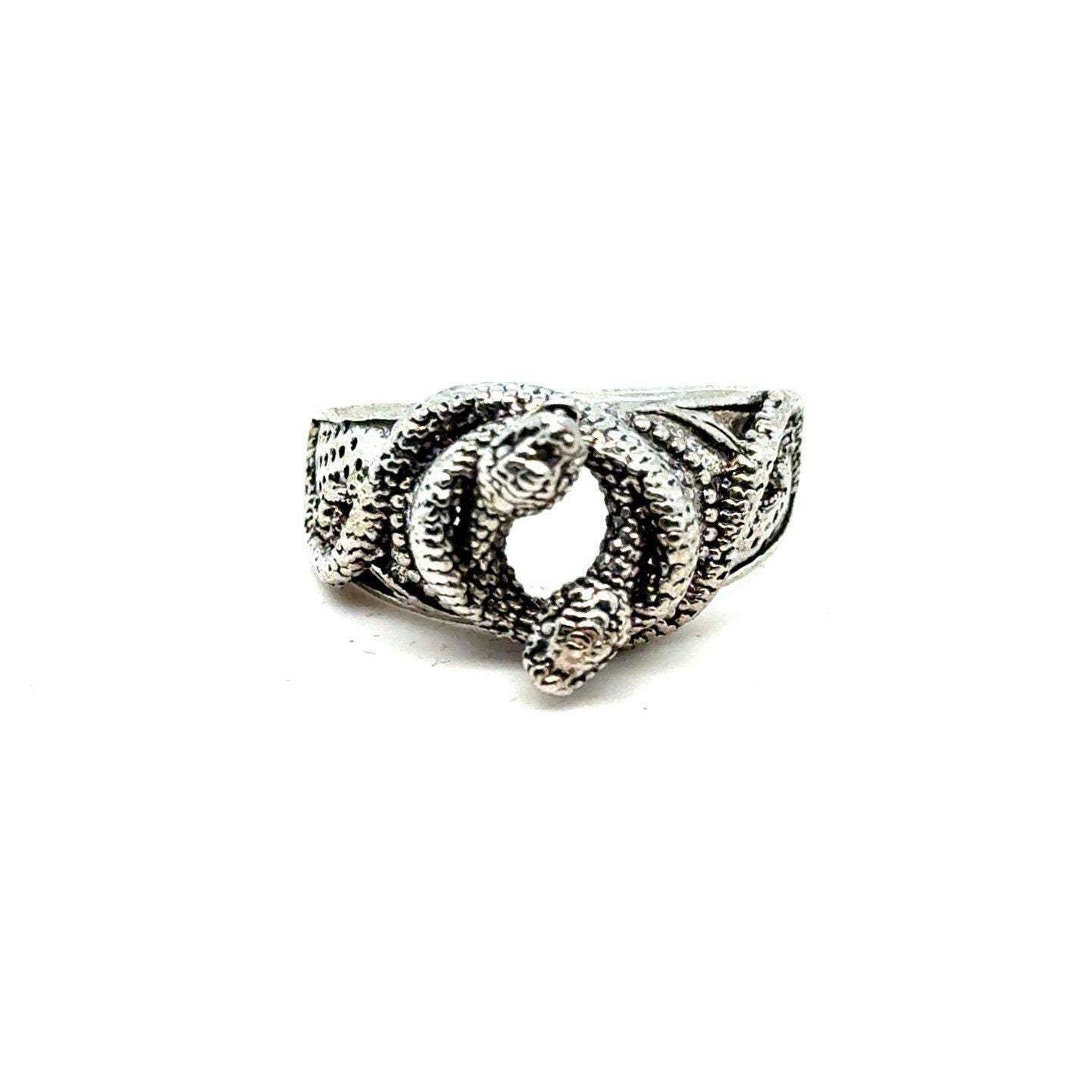 Silver Tone Coiled Snake Ring