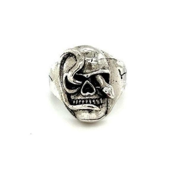 Snake In The Eye Skull Ring