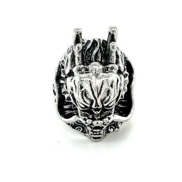 Silver Tone Dragon Head Men's Ring