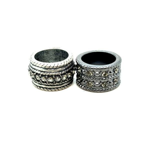 2 Decorative Crystal Statement Rings - Set of 2