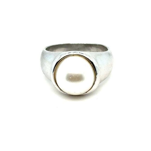 Classic White Pearl Signet Ring