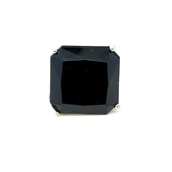 Square Black Faceted Stone Cocktail Ring