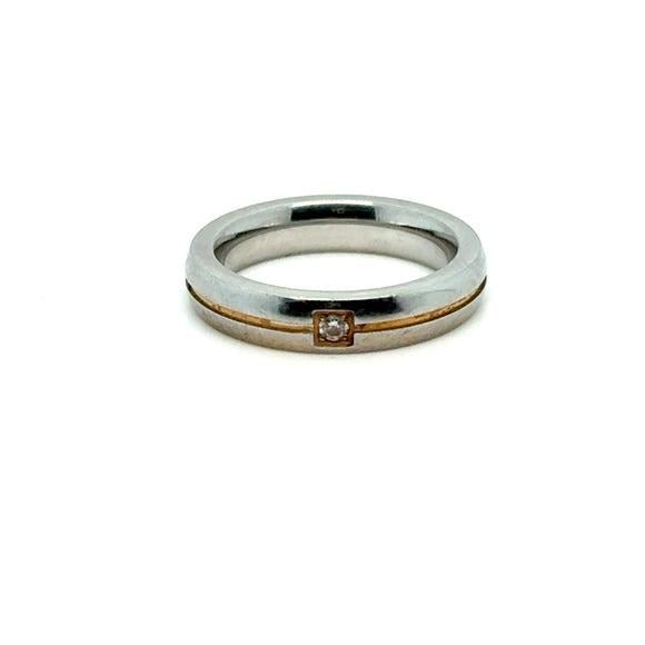 Two-Tone Silver and Gold Diamond Accent Women's Band