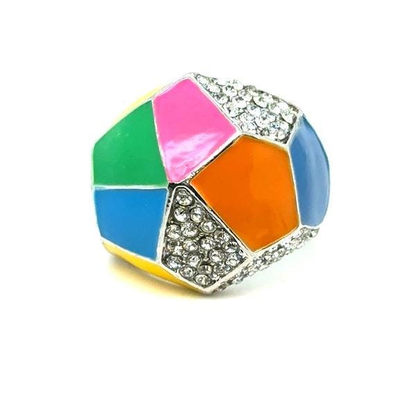 Colorblock Crystal Dome Statement Ring