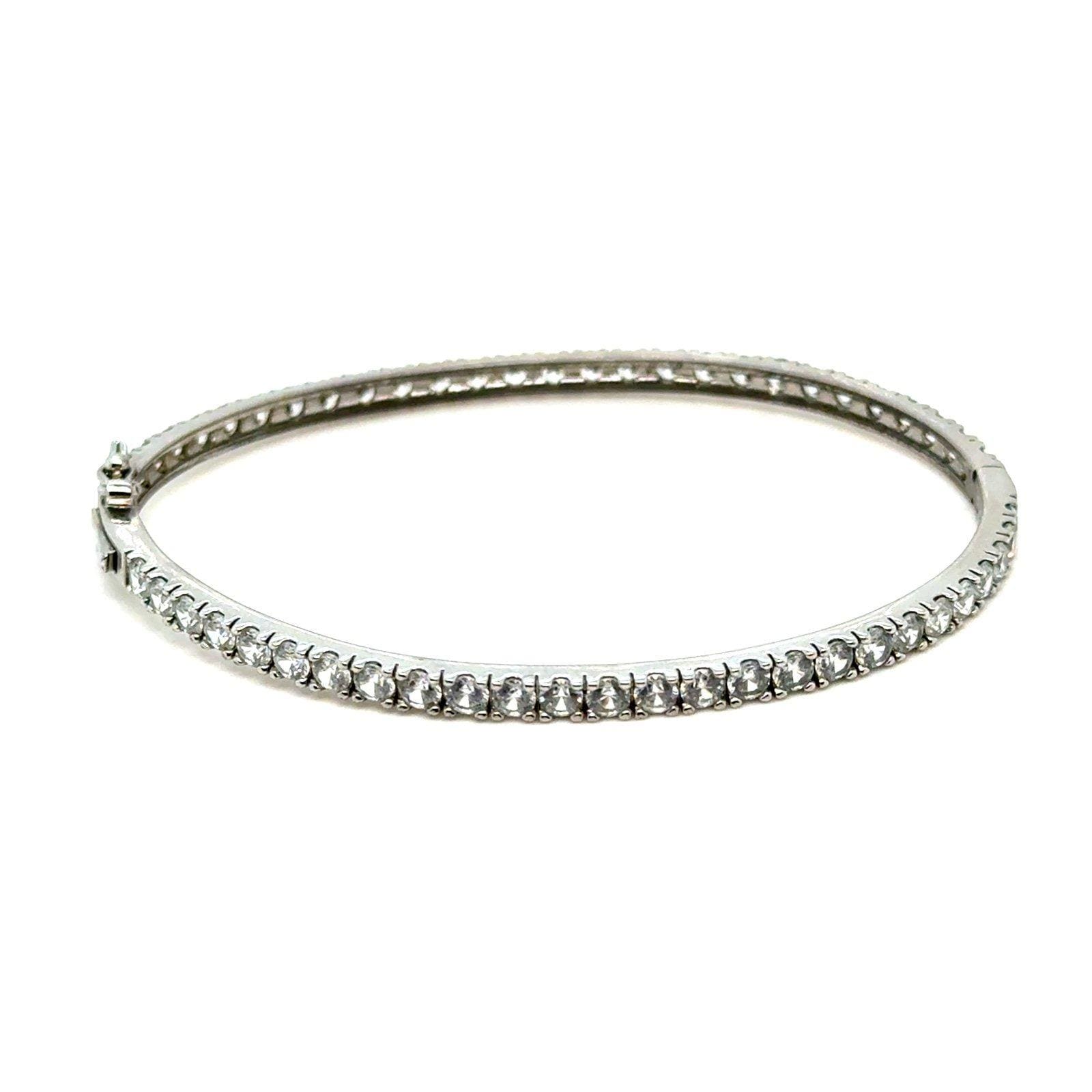 Silver Tone Eternity Rhinestones Bangle