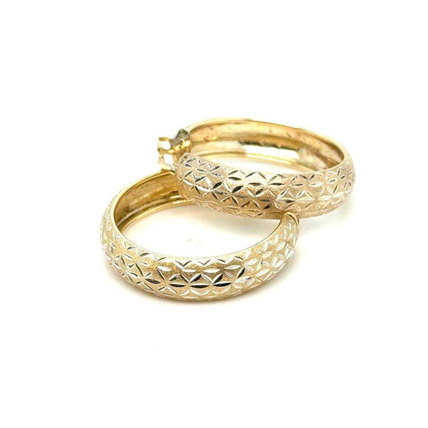 Gold Vermeil 925 Diamond Cut Hoops Earrings